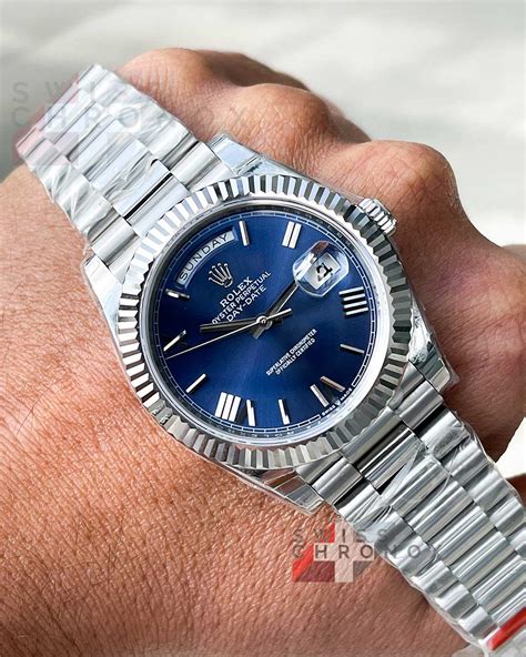 day date rolex blue dial|40 mm rolex date just.